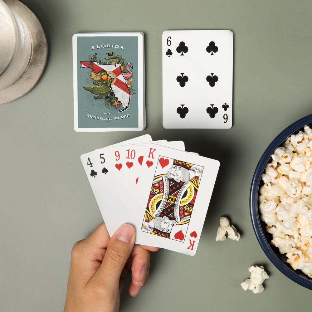 Playing Cards, Florida, State Treasure Trove, State Series, 52 Card Deck with Jokers in Box, Unique Art Cards Lantern Press 