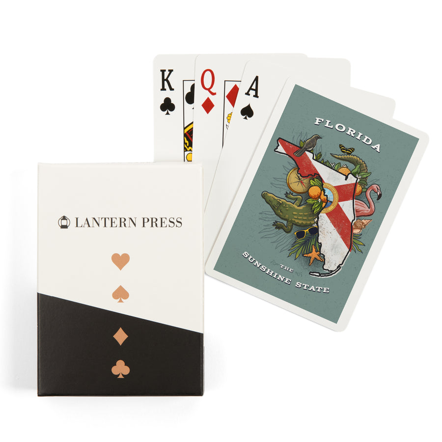 Playing Cards, Florida, State Treasure Trove, State Series, 52 Card Deck with Jokers in Box, Unique Art Cards Lantern Press 
