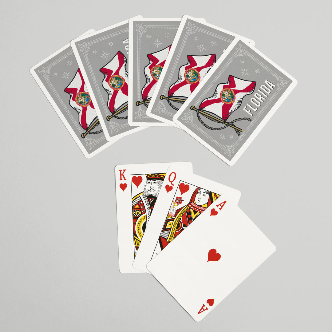 Playing Cards, Florida, Waving State Flag, State Series, 52 Card Deck with Jokers in Box, Unique Art Cards Lantern Press 