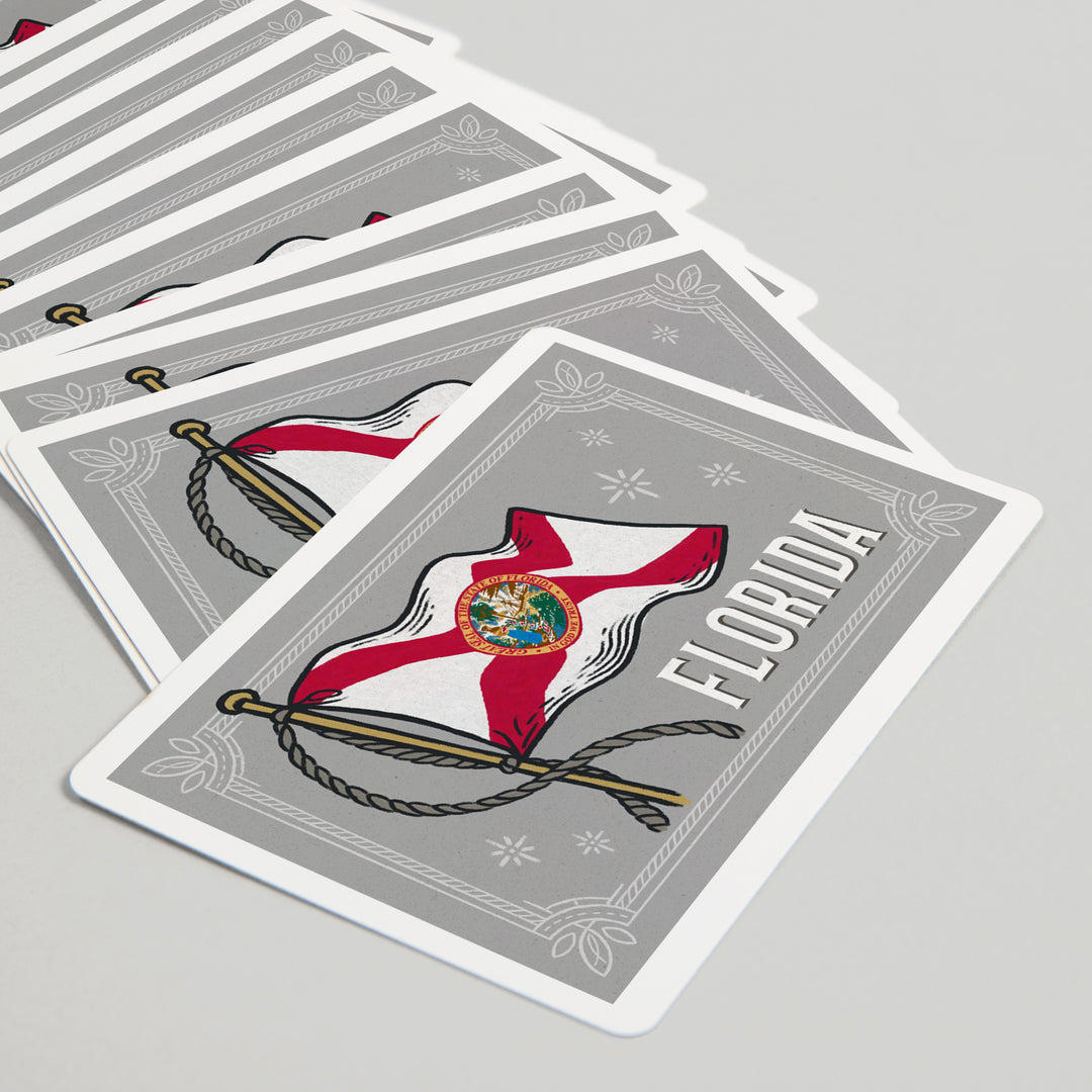 Playing Cards, Florida, Waving State Flag, State Series, 52 Card Deck with Jokers in Box, Unique Art Cards Lantern Press 