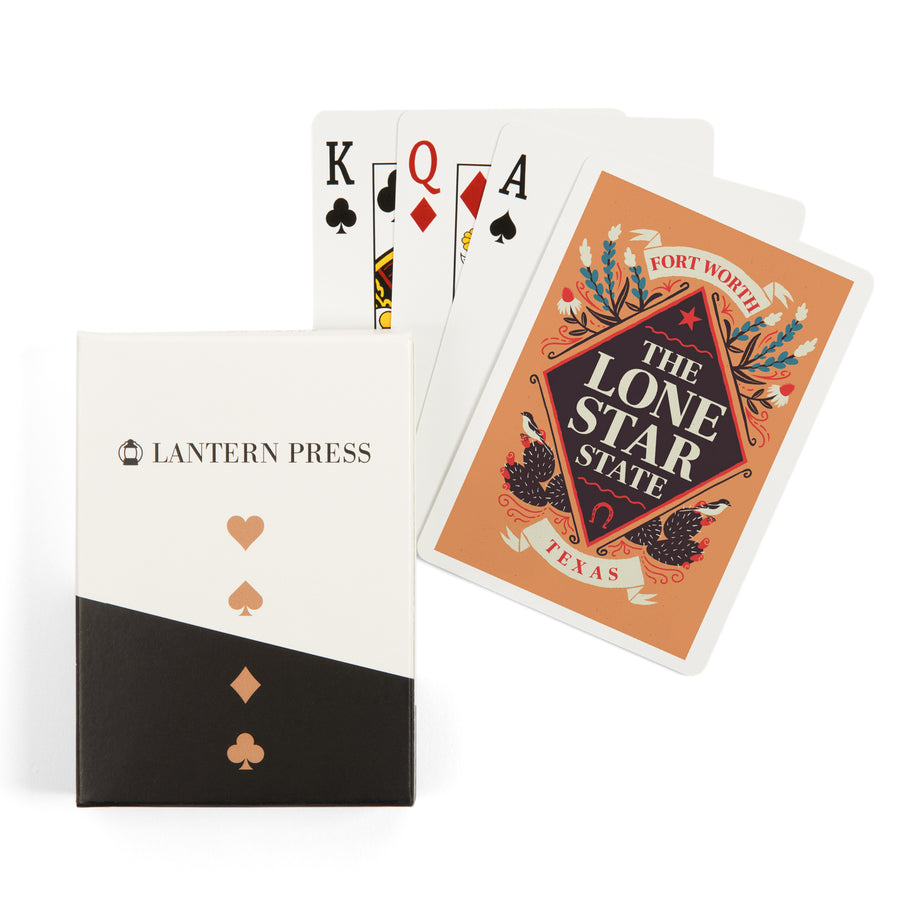 Playing Cards, Fort Worth, Texas, State Motto Crest, State Series, 52 Card Deck with Jokers in Box, Unique Art Cards Lantern Press 