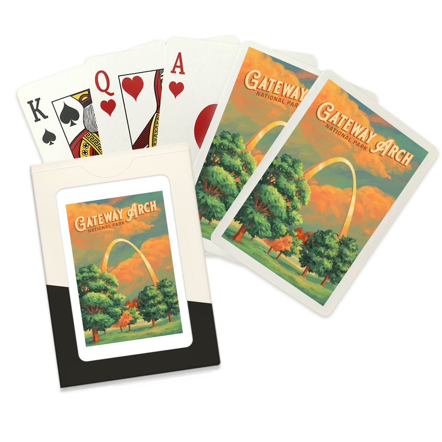Playing Cards, Gateway Arch National Park, Missouri, Oil Painting, 52 Card Deck with Jokers in Box, Unique Art Cards Lantern Press 