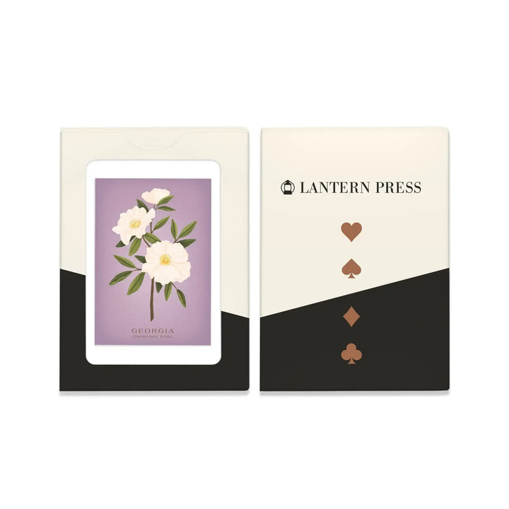 Playing Cards, Georgia, Vintage Flora, State Series, Cherokee Rose, 52 Card Deck with Jokers in Box, Unique Art Cards Lantern Press 