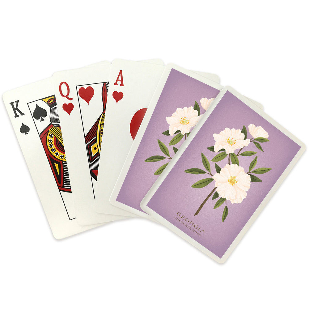 Playing Cards, Georgia, Vintage Flora, State Series, Cherokee Rose, 52 Card Deck with Jokers in Box, Unique Art Cards Lantern Press 