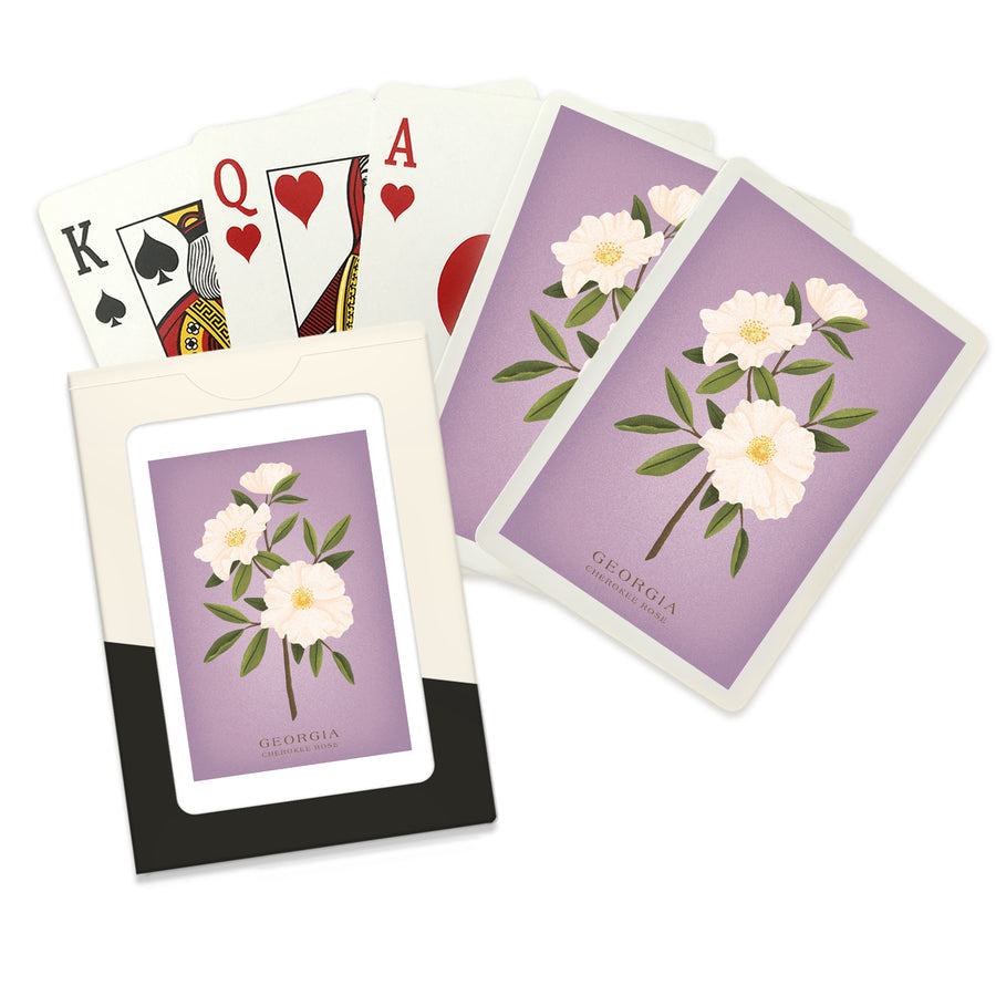 Playing Cards, Georgia, Vintage Flora, State Series, Cherokee Rose, 52 Card Deck with Jokers in Box, Unique Art Cards Lantern Press 