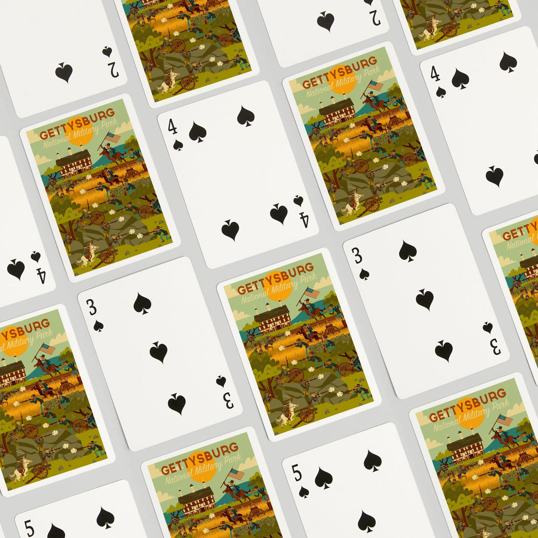 Playing Cards, Gettysburg, Pennsylvania, National Military Park, Civil War, Geometric, 52 Card Deck with Jokers in Box, Unique Art Cards Lantern Press 