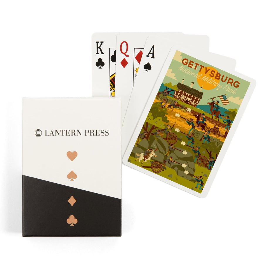 Playing Cards, Gettysburg, Pennsylvania, National Military Park, Civil War, Geometric, 52 Card Deck with Jokers in Box, Unique Art Cards Lantern Press 