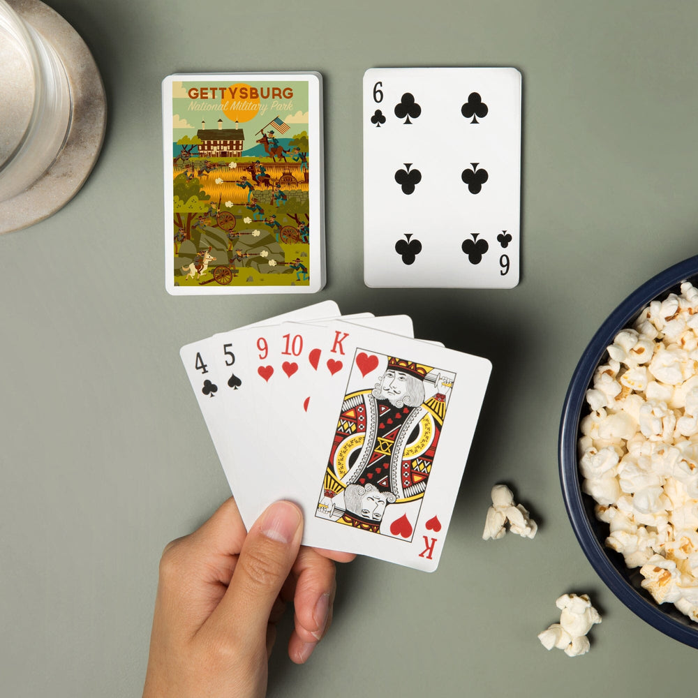 Playing Cards, Gettysburg, Pennsylvania, National Military Park, Civil War, Geometric, 52 Card Deck with Jokers in Box, Unique Art Cards Lantern Press 