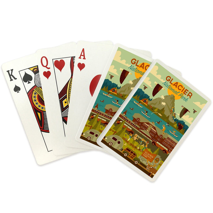 Playing Cards, Glacier National Park, Montana, Geometric National Park Series, 52 Card Deck with Jokers in Box, Unique Art Cards Lantern Press 