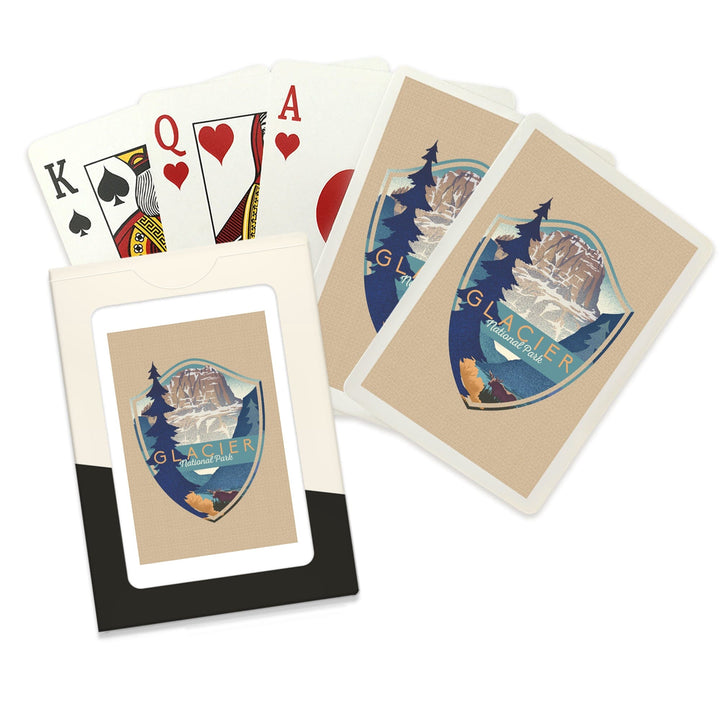 Playing Cards, Glacier National Park, Montana, Mountain Scene, Lithograph, Contour, 52 Card Deck with Jokers in Box, Unique Art Cards Lantern Press 