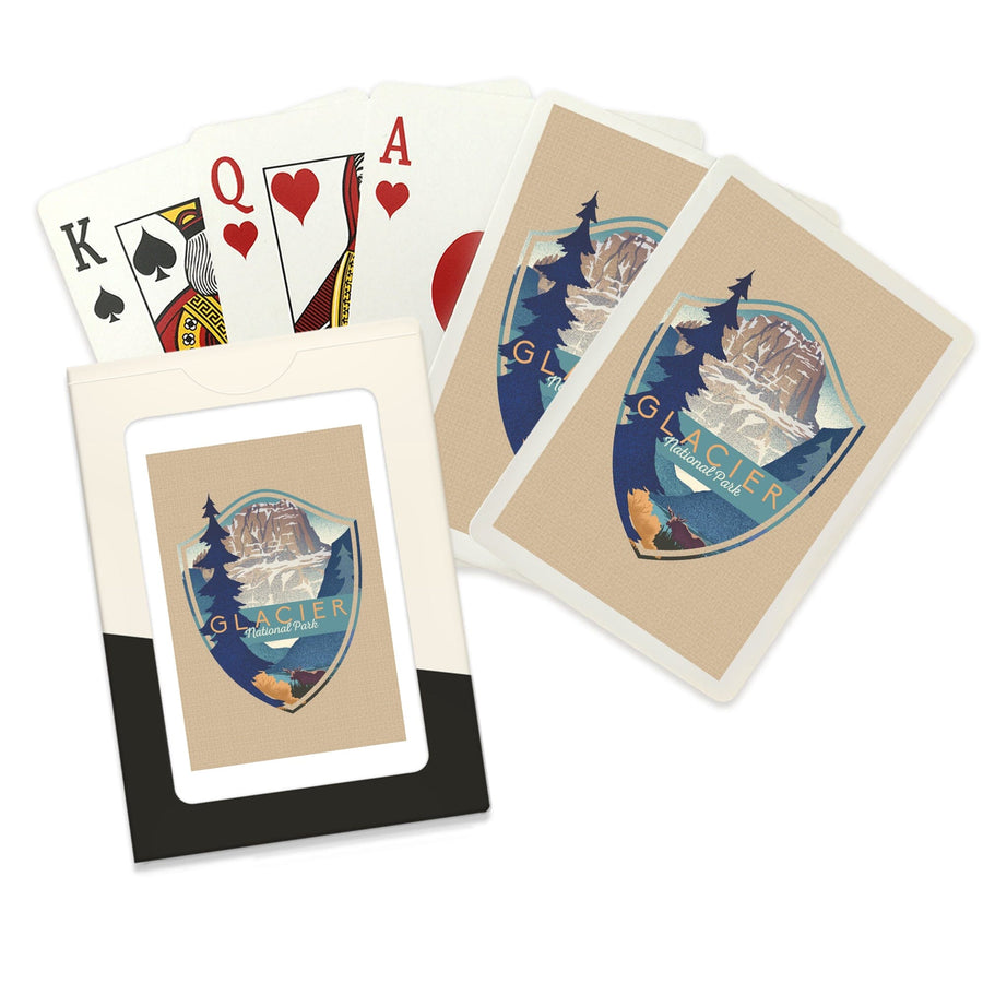 Playing Cards, Glacier National Park, Montana, Mountain Scene, Lithograph, Contour, 52 Card Deck with Jokers in Box, Unique Art Cards Lantern Press 