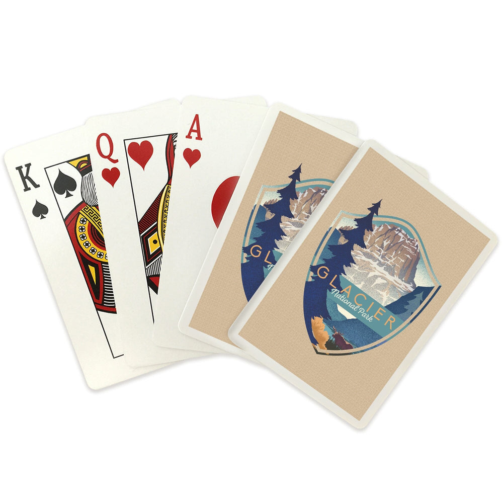 Playing Cards, Glacier National Park, Montana, Mountain Scene, Lithograph, Contour, 52 Card Deck with Jokers in Box, Unique Art Cards Lantern Press 
