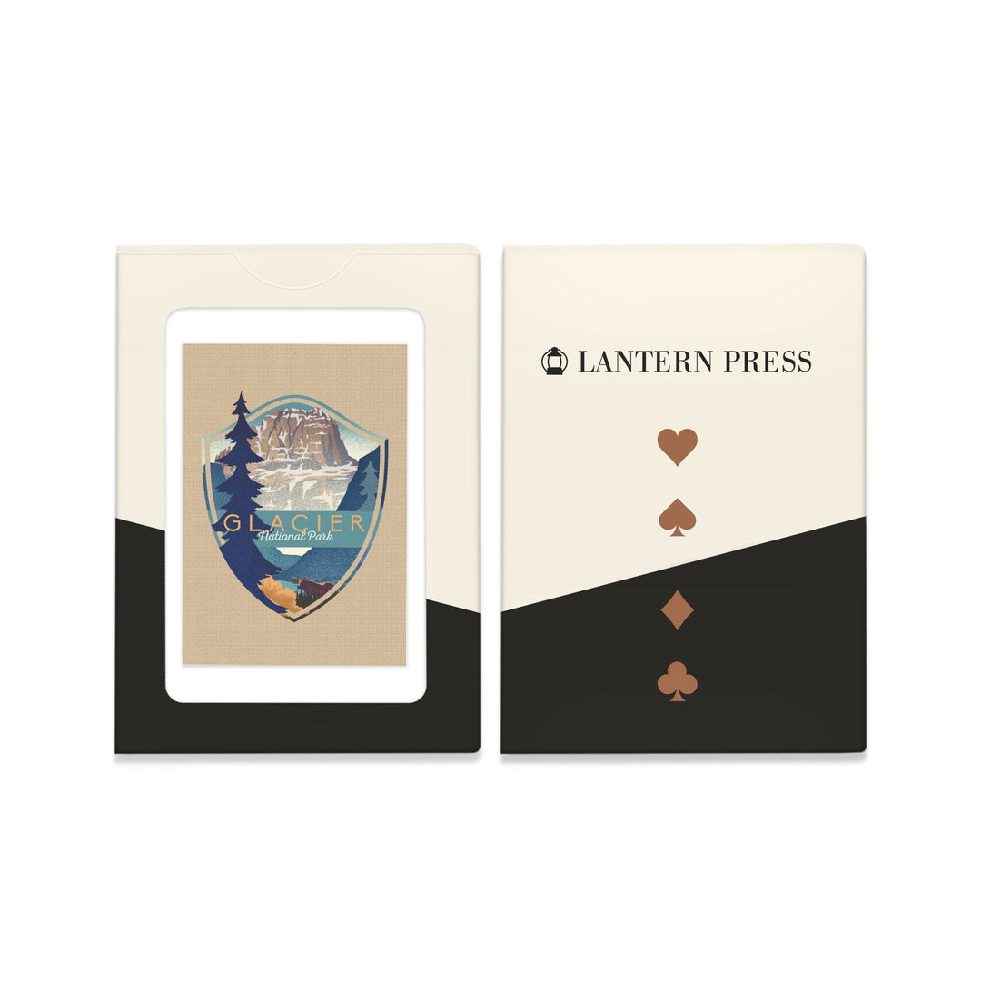 Playing Cards, Glacier National Park, Montana, Mountain Scene, Lithograph, Contour, 52 Card Deck with Jokers in Box, Unique Art Cards Lantern Press 