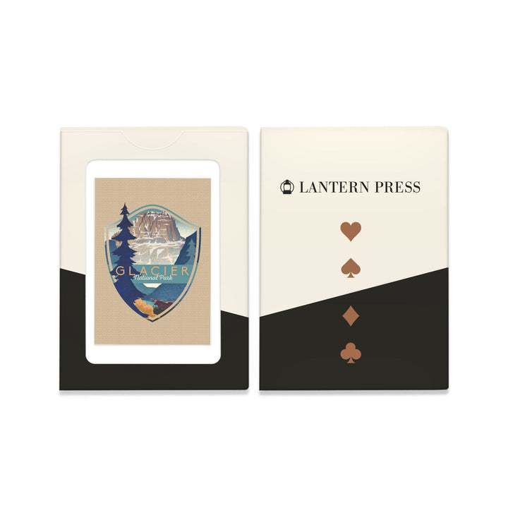 Playing Cards, Glacier National Park, Montana, Mountain Scene, Lithograph, Contour, 52 Card Deck with Jokers in Box, Unique Art Cards Lantern Press 