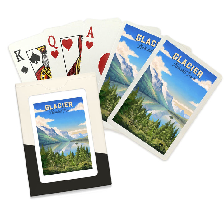 Playing Cards, Glacier National Park, Montana, Oil Painting, 52 Card Deck with Jokers in Box, Unique Art Cards Lantern Press 