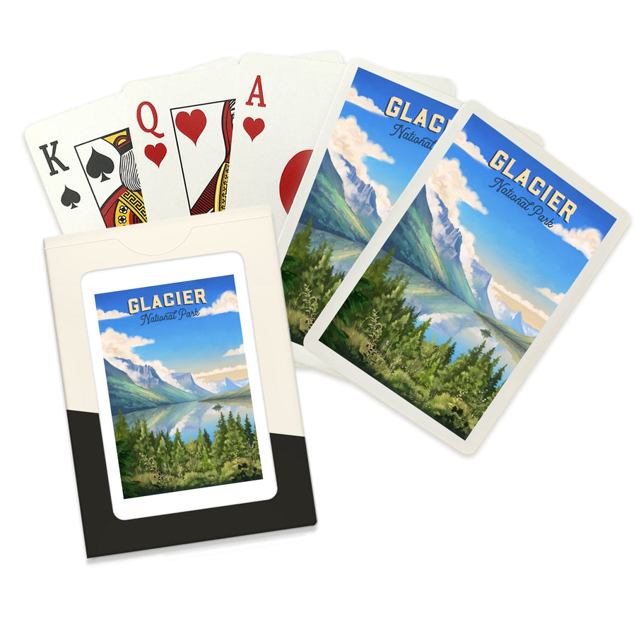 Playing Cards, Glacier National Park, Montana, Oil Painting, 52 Card Deck with Jokers in Box, Unique Art Cards Lantern Press 
