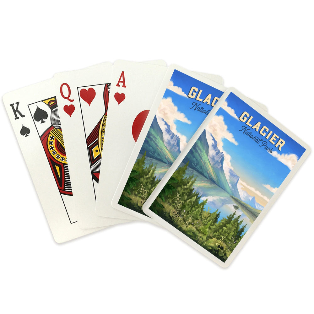 Playing Cards, Glacier National Park, Montana, Oil Painting, 52 Card Deck with Jokers in Box, Unique Art Cards Lantern Press 