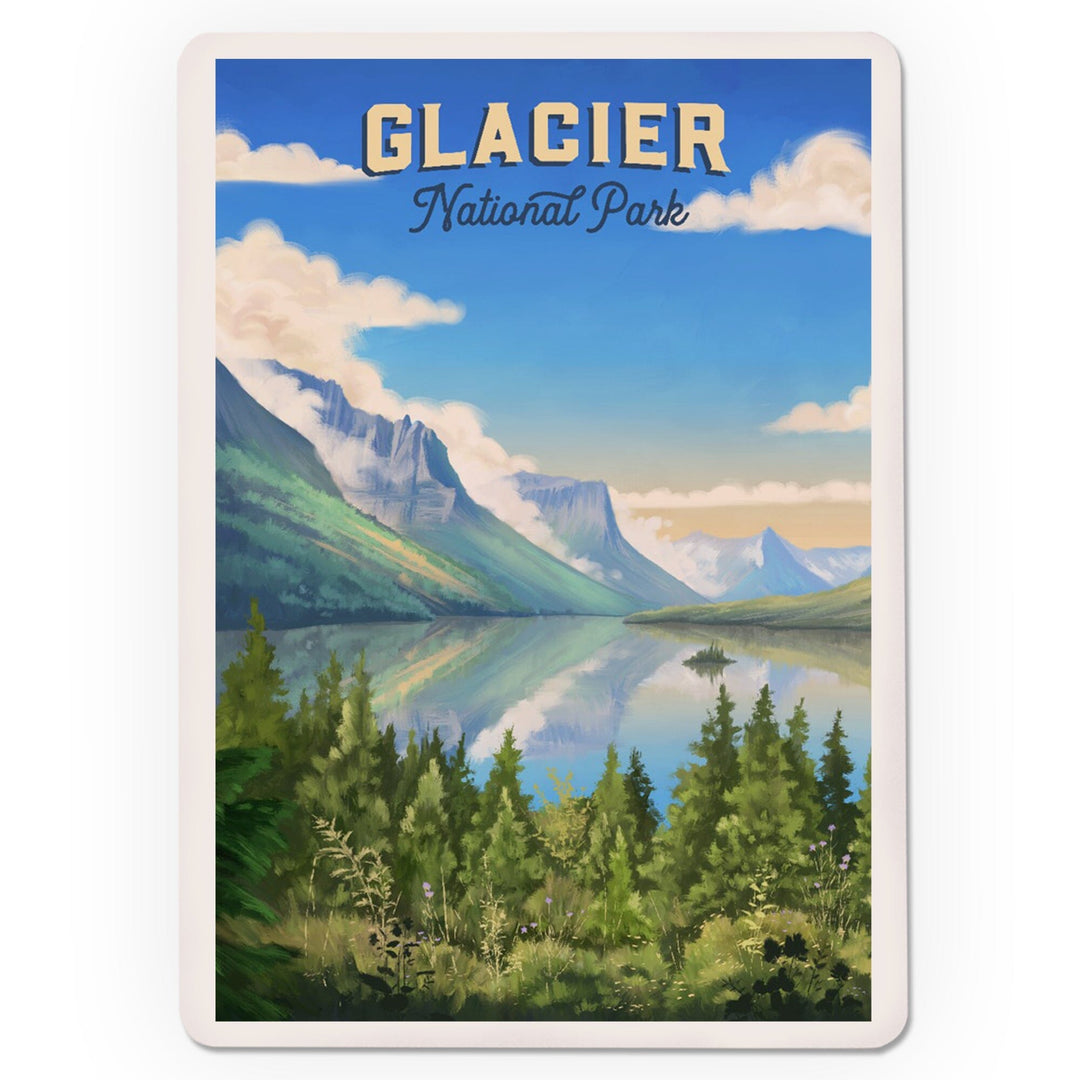 Playing Cards, Glacier National Park, Montana, Oil Painting, 52 Card Deck with Jokers in Box, Unique Art Cards Lantern Press 