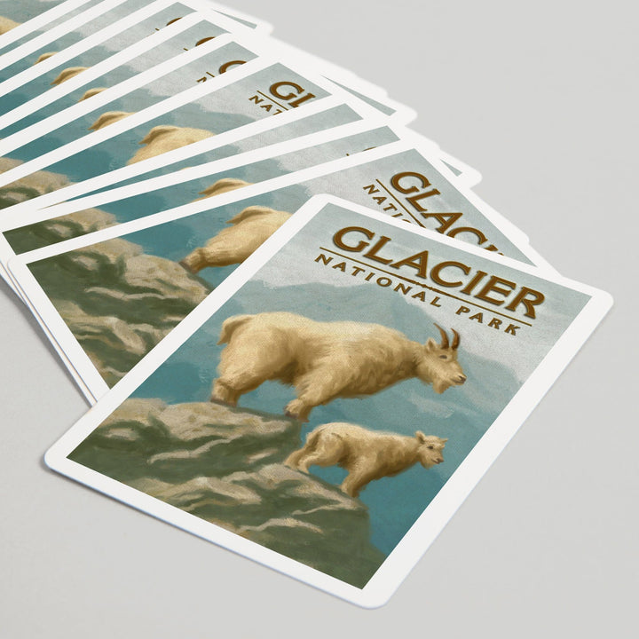 Playing Cards, Glacier National Park, Montana, Oil Painting, Mountain Goats, 52 Card Deck with Jokers in Box, Unique Art Cards Lantern Press 
