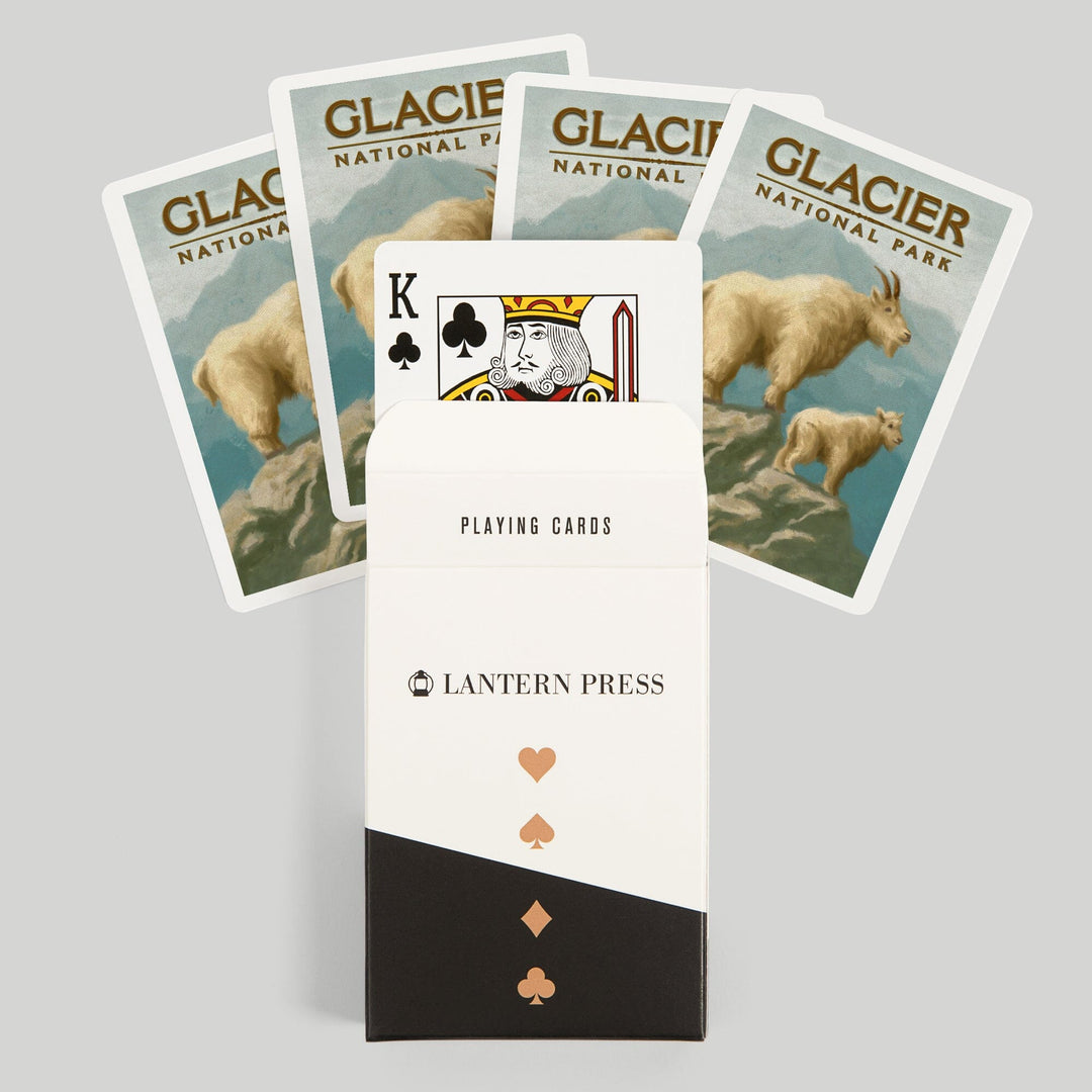 Playing Cards, Glacier National Park, Montana, Oil Painting, Mountain Goats, 52 Card Deck with Jokers in Box, Unique Art Cards Lantern Press 