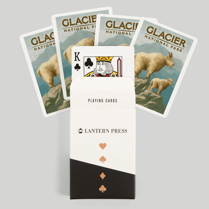 Playing Cards, Glacier National Park, Montana, Oil Painting, Mountain Goats, 52 Card Deck with Jokers in Box, Unique Art Cards Lantern Press 