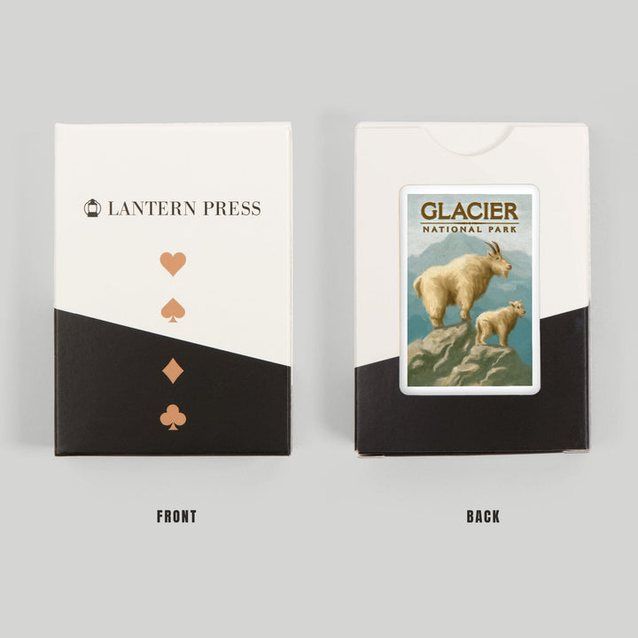 Playing Cards, Glacier National Park, Montana, Oil Painting, Mountain Goats, 52 Card Deck with Jokers in Box, Unique Art Cards Lantern Press 