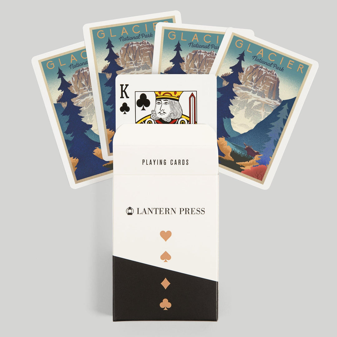 Playing Cards, Glacier National Park, Mountain Scene, Lithograph, 52 Card Deck with Jokers in Box, Unique Art Cards Lantern Press 