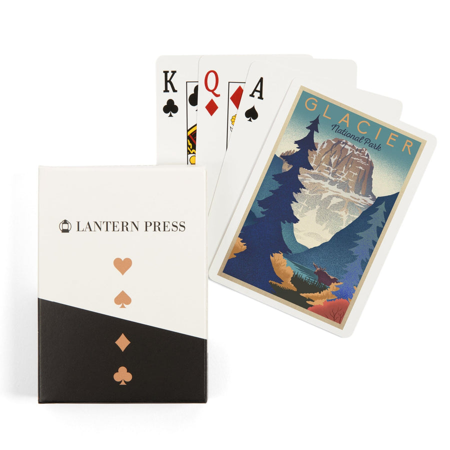Playing Cards, Glacier National Park, Mountain Scene, Lithograph, 52 Card Deck with Jokers in Box, Unique Art Cards Lantern Press 
