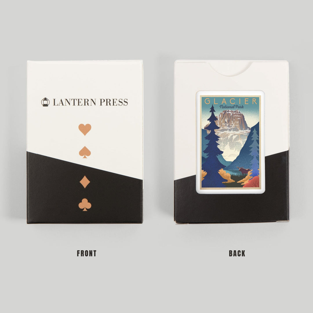 Playing Cards, Glacier National Park, Mountain Scene, Lithograph, 52 Card Deck with Jokers in Box, Unique Art Cards Lantern Press 