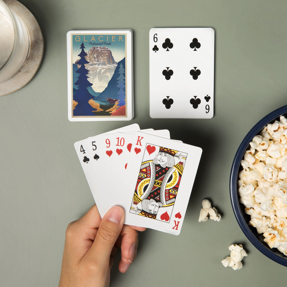 Playing Cards, Glacier National Park, Mountain Scene, Lithograph, 52 Card Deck with Jokers in Box, Unique Art Cards Lantern Press 