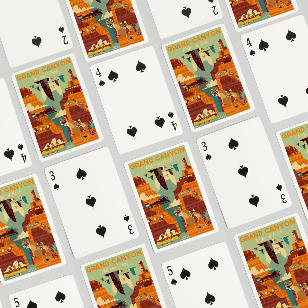 Playing Cards, Grand Canyon National Park, Arizona, Geometric National Park Series, 52 Card Deck with Jokers in Box, Unique Art Cards Lantern Press 