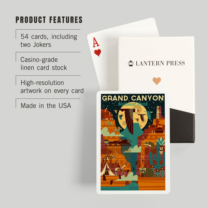 Playing Cards, Grand Canyon National Park, Arizona, Geometric National Park Series (night), 52 Card Deck with Jokers in Box, Unique Art Cards Lantern Press 
