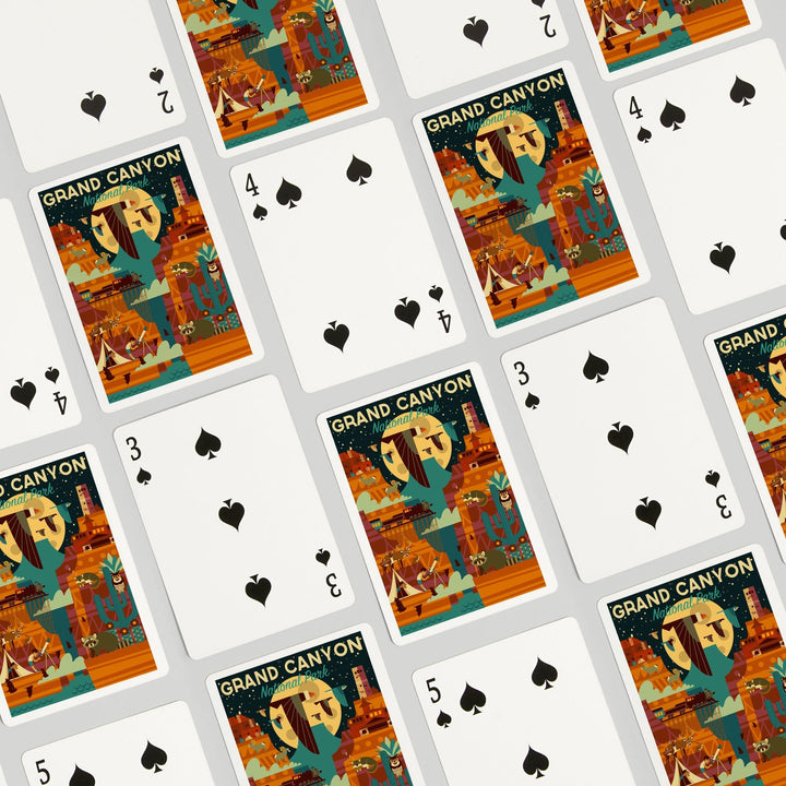 Playing Cards, Grand Canyon National Park, Arizona, Geometric National Park Series (night), 52 Card Deck with Jokers in Box, Unique Art Cards Lantern Press 