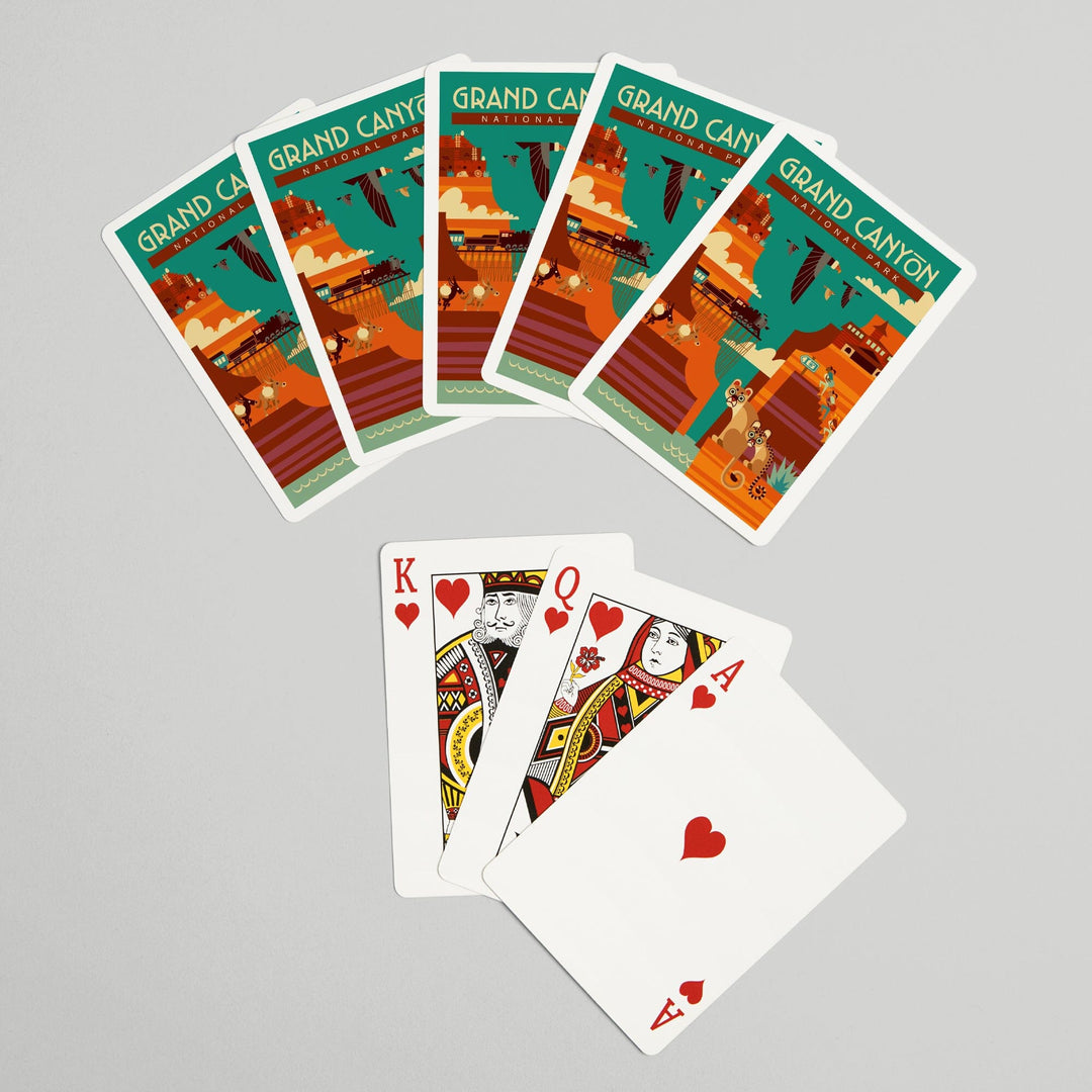 Playing Cards, Grand Canyon National Park, Arizona, Geometric, Simple Day Scene, 52 Card Deck with Jokers in Box, Unique Art Cards Lantern Press 