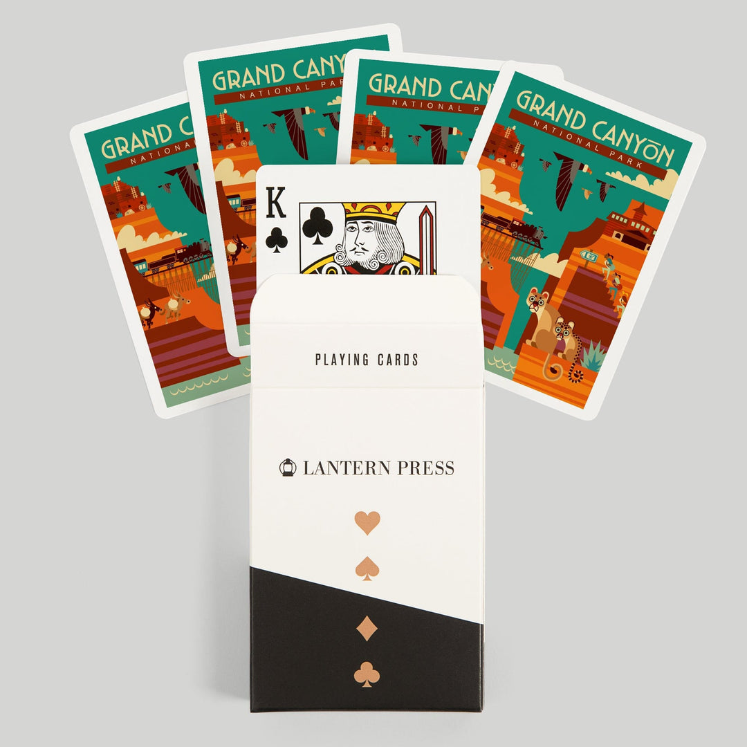 Playing Cards, Grand Canyon National Park, Arizona, Geometric, Simple Day Scene, 52 Card Deck with Jokers in Box, Unique Art Cards Lantern Press 