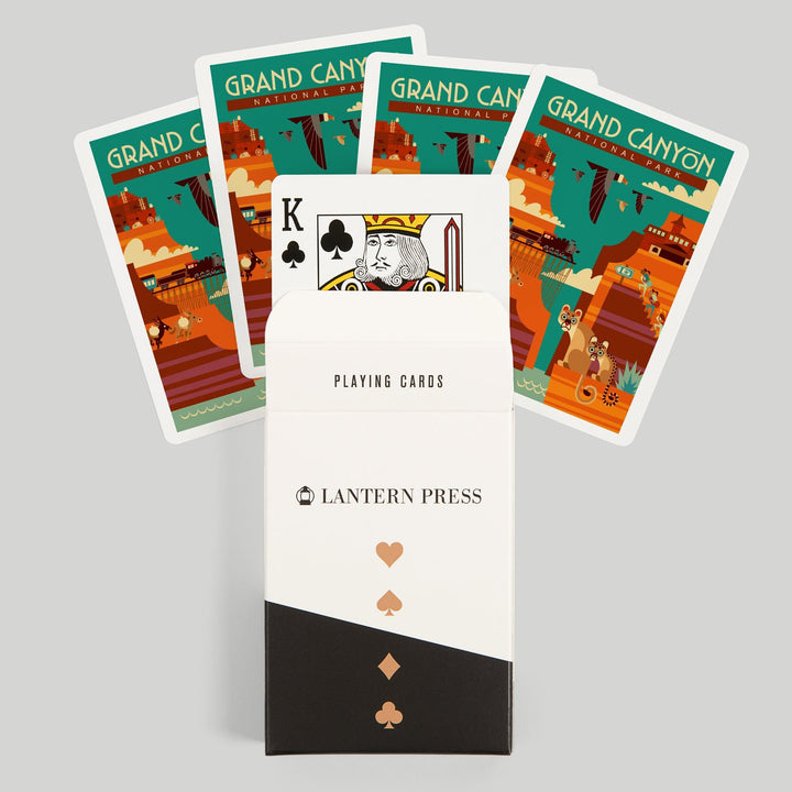 Playing Cards, Grand Canyon National Park, Arizona, Geometric, Simple Day Scene, 52 Card Deck with Jokers in Box, Unique Art Cards Lantern Press 