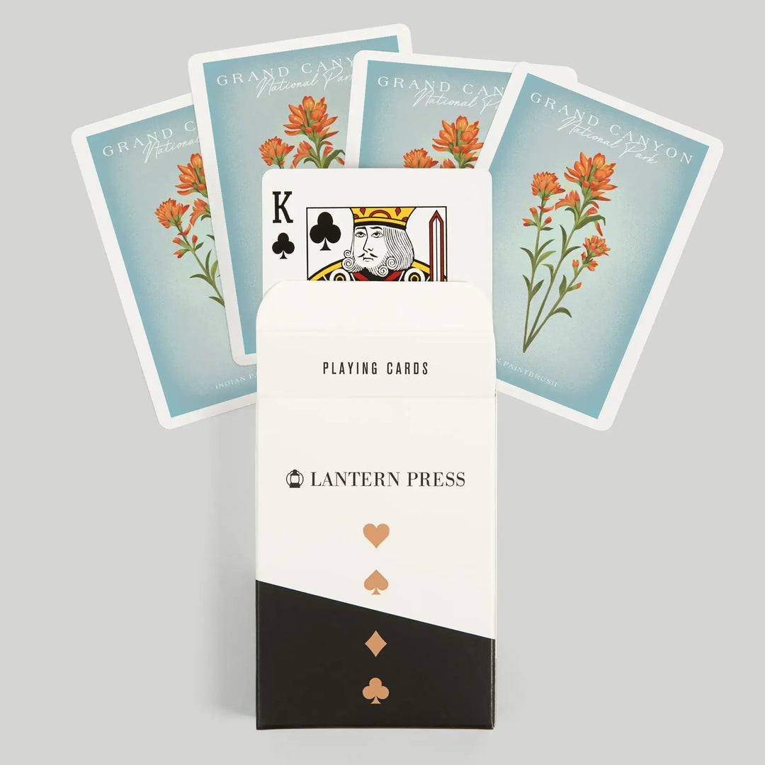 Playing Cards, Grand Canyon National Park, Arizona, Vintage Flora, Indian Paintbrush, 52 Card Deck with Jokers in Box, Unique Art Cards Lantern Press 