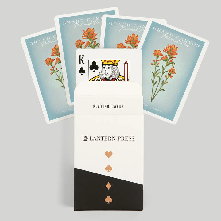 Playing Cards, Grand Canyon National Park, Arizona, Vintage Flora, Indian Paintbrush, 52 Card Deck with Jokers in Box, Unique Art Cards Lantern Press 