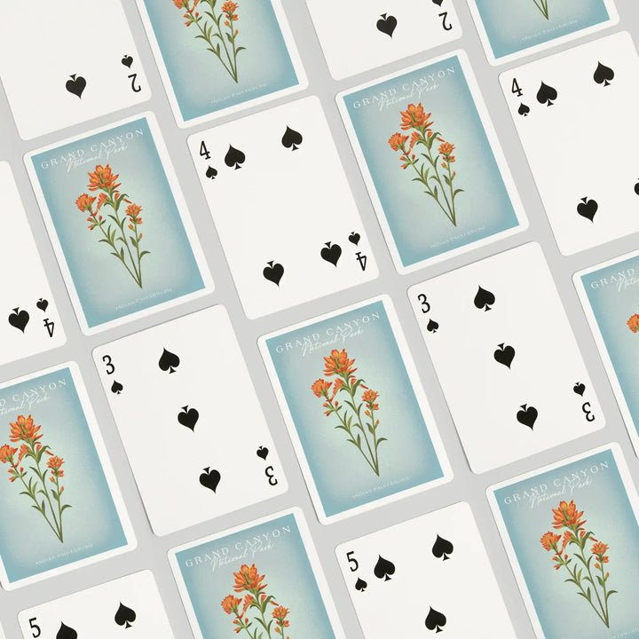 Playing Cards, Grand Canyon National Park, Arizona, Vintage Flora, Indian Paintbrush, 52 Card Deck with Jokers in Box, Unique Art Cards Lantern Press 