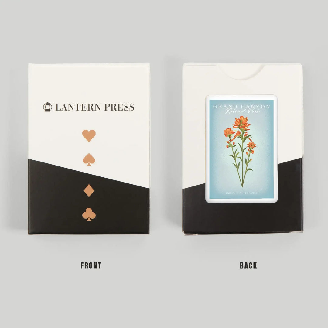 Playing Cards, Grand Canyon National Park, Arizona, Vintage Flora, Indian Paintbrush, 52 Card Deck with Jokers in Box, Unique Art Cards Lantern Press 
