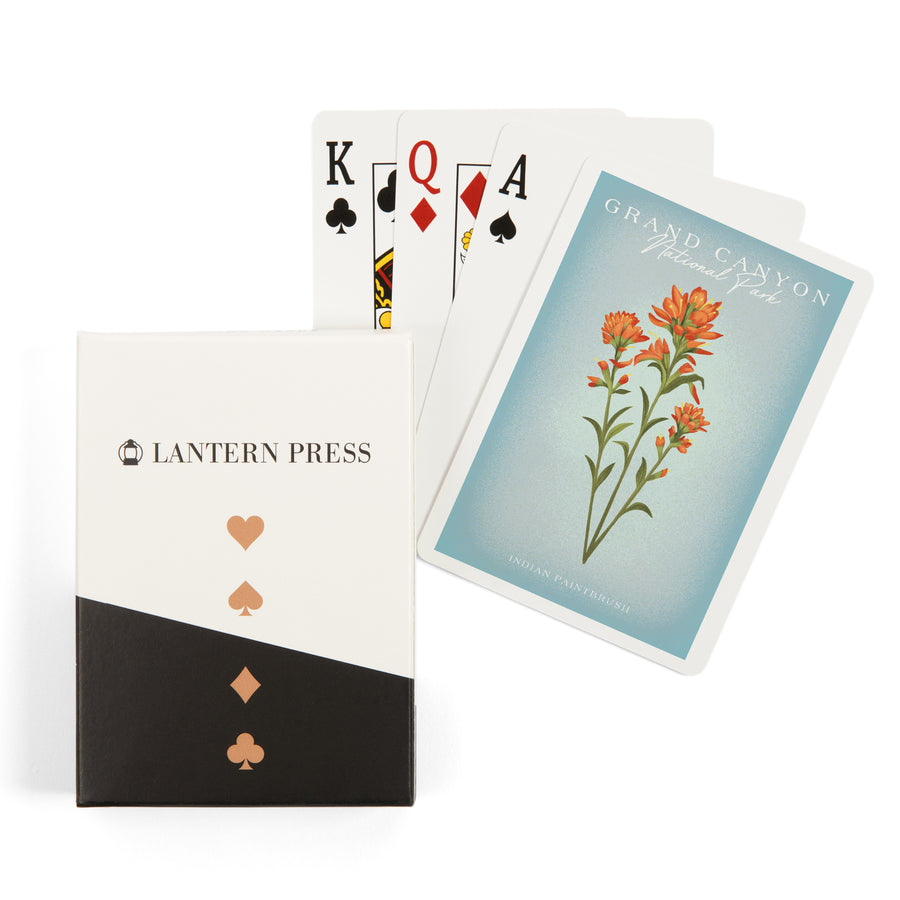 Playing Cards, Grand Canyon National Park, Arizona, Vintage Flora, Indian Paintbrush, 52 Card Deck with Jokers in Box, Unique Art Cards Lantern Press 