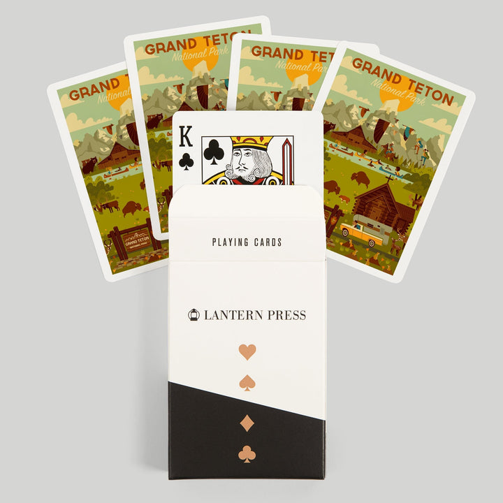 Playing Cards, Grand Teton National Park, Wyoming, Geometric National Park Series, 52 Card Deck with Jokers in Box, Unique Art Cards Lantern Press 