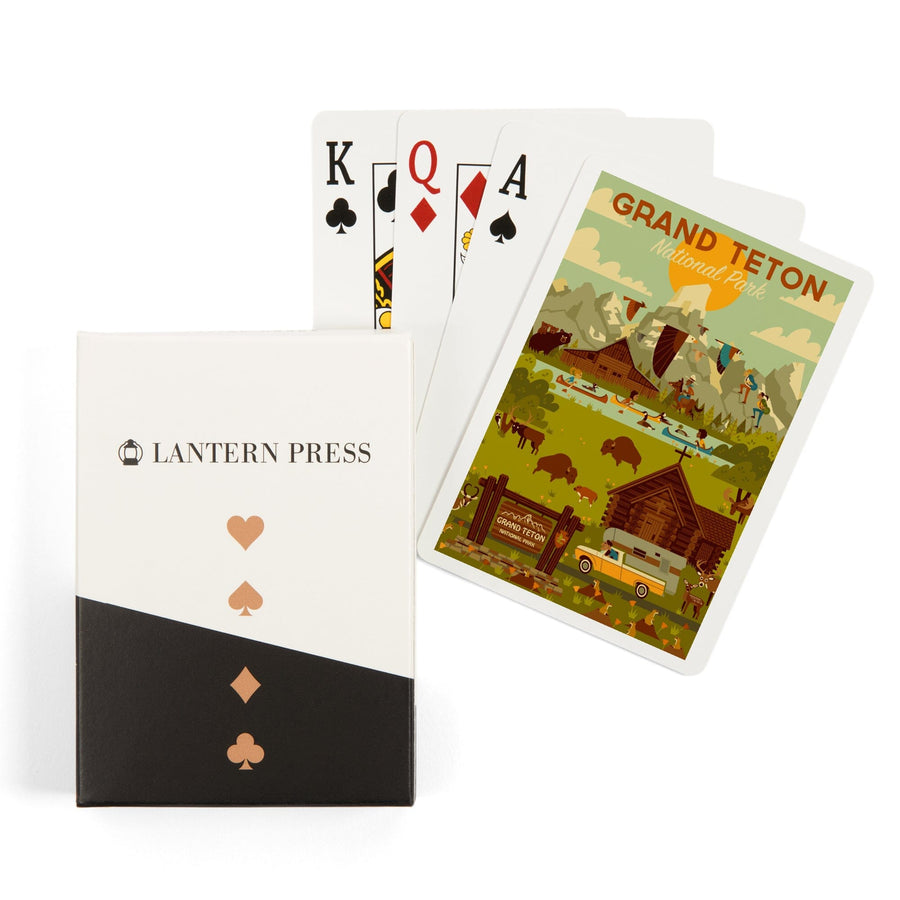 Playing Cards, Grand Teton National Park, Wyoming, Geometric National Park Series, 52 Card Deck with Jokers in Box, Unique Art Cards Lantern Press 
