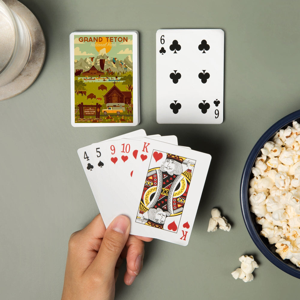 Playing Cards, Grand Teton National Park, Wyoming, Geometric National Park Series, 52 Card Deck with Jokers in Box, Unique Art Cards Lantern Press 