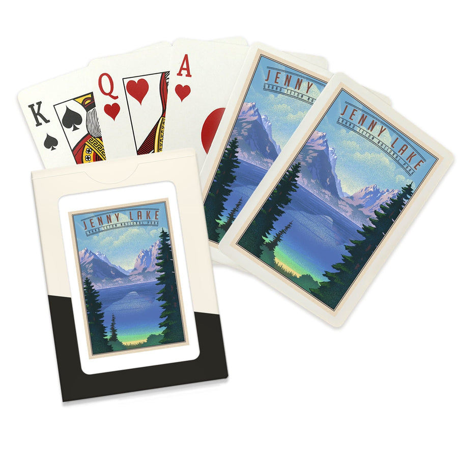Playing Cards, Grand Teton National Park, Wyoming, Jenny Lake, Lithograph National Park Series, 52 Card Deck with Jokers in Box, Unique Art Cards Lantern Press 