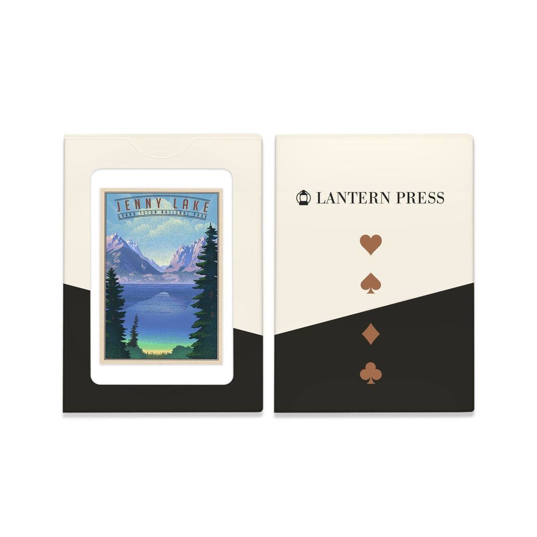 Playing Cards, Grand Teton National Park, Wyoming, Jenny Lake, Lithograph National Park Series, 52 Card Deck with Jokers in Box, Unique Art Cards Lantern Press 