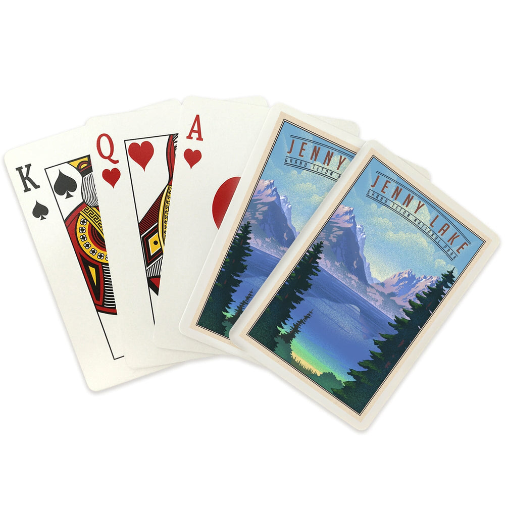 Playing Cards, Grand Teton National Park, Wyoming, Jenny Lake, Lithograph National Park Series, 52 Card Deck with Jokers in Box, Unique Art Cards Lantern Press 