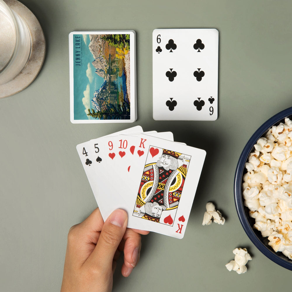 Playing Cards, Grand Teton National Park, Wyoming, Jenny Lake, Oil Painting, 52 Card Deck with Jokers in Box, Unique Art Cards Lantern Press 