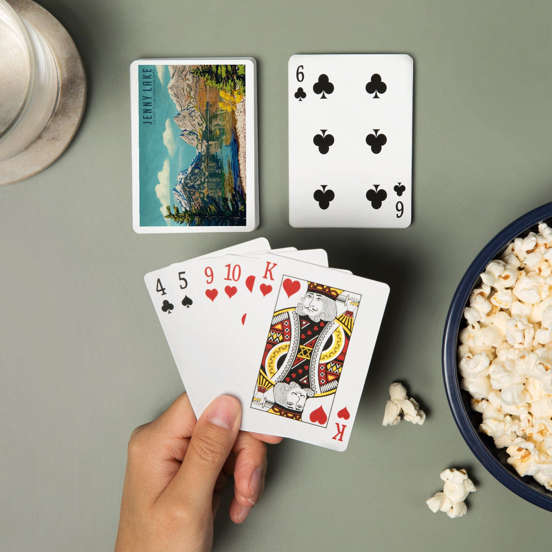 Playing Cards, Grand Teton National Park, Wyoming, Jenny Lake, Oil Painting, 52 Card Deck with Jokers in Box, Unique Art Cards Lantern Press 