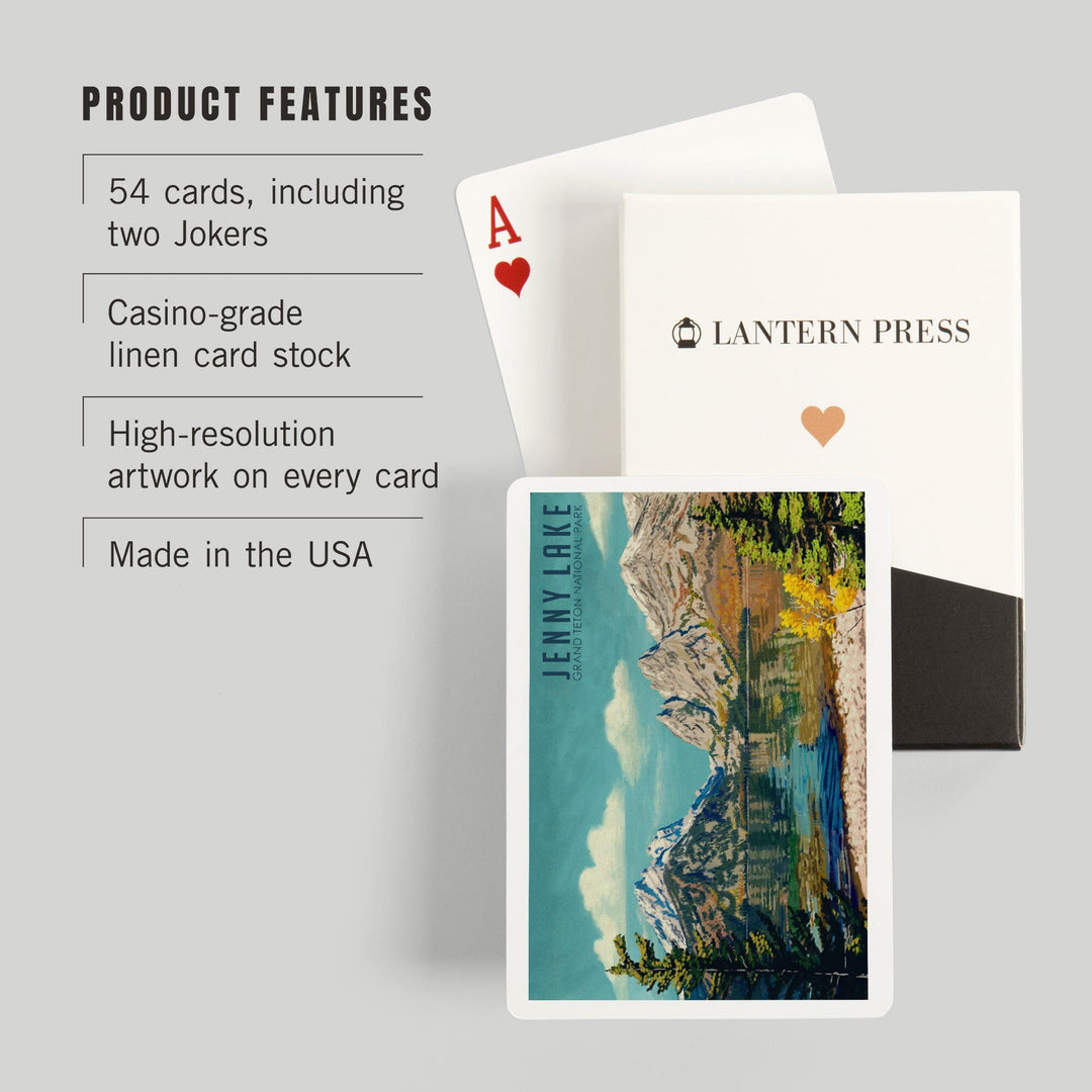 Playing Cards, Grand Teton National Park, Wyoming, Jenny Lake, Oil Painting, 52 Card Deck with Jokers in Box, Unique Art Cards Lantern Press 